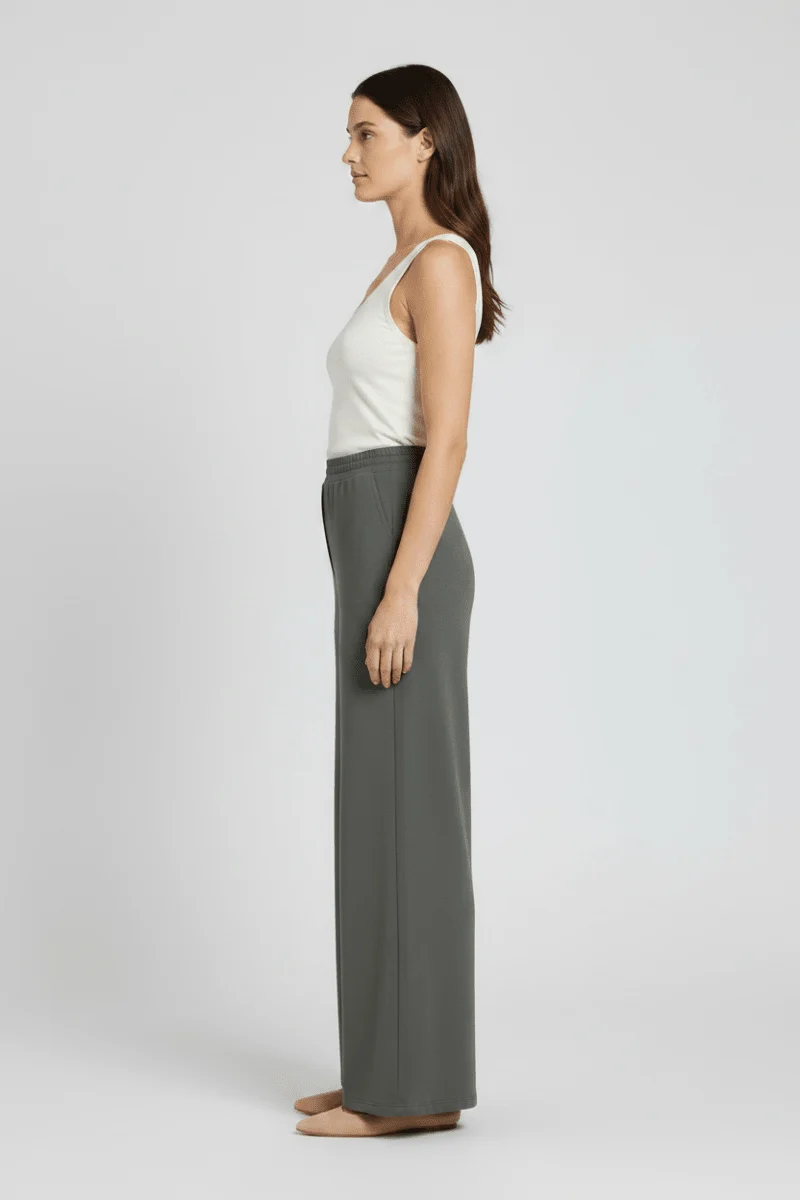 Vila Hose High-Waist Weite Balsam Green