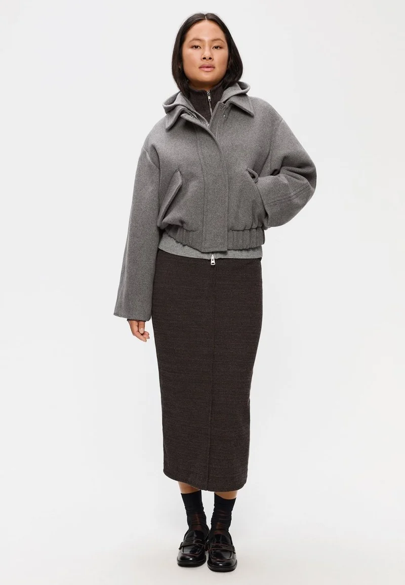 Elvine Damen Wolljacke Nova in Grau meliert