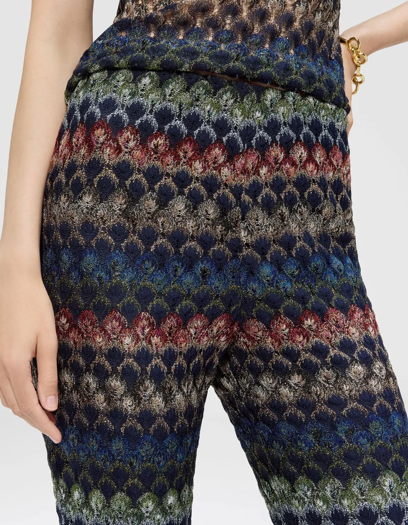 Flare-Leg Hose Oblique mit Effektgarn