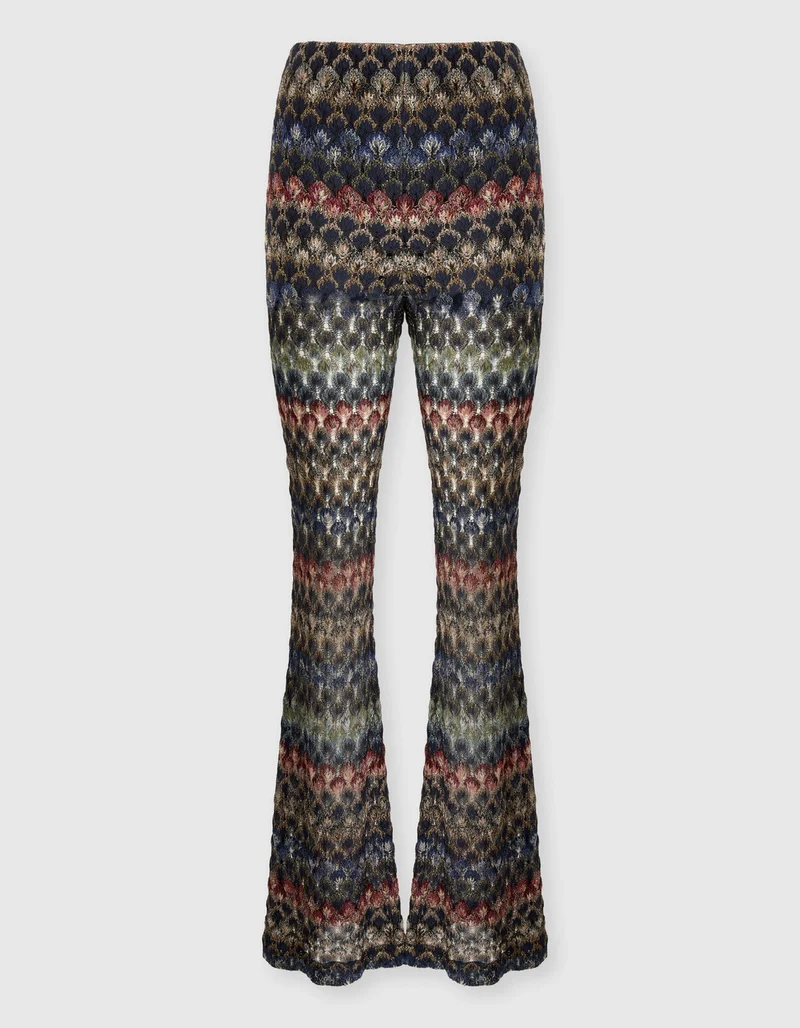 Flare-Leg Hose Oblique mit Effektgarn