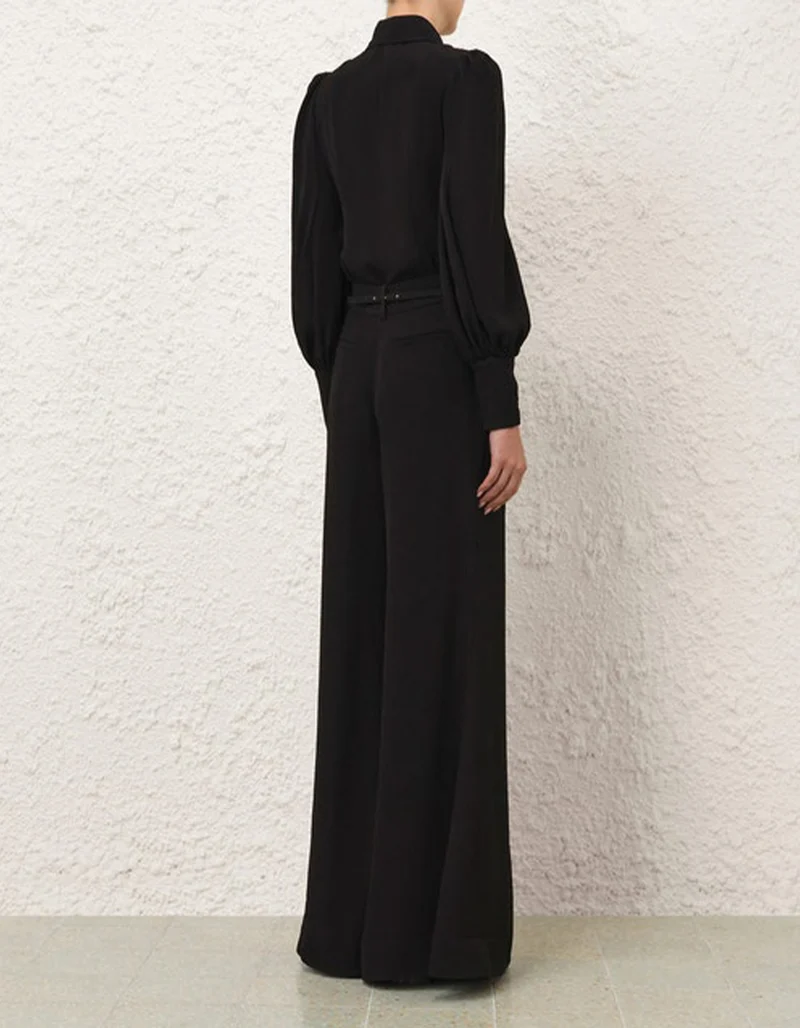 Wide-Leg Hose Belted