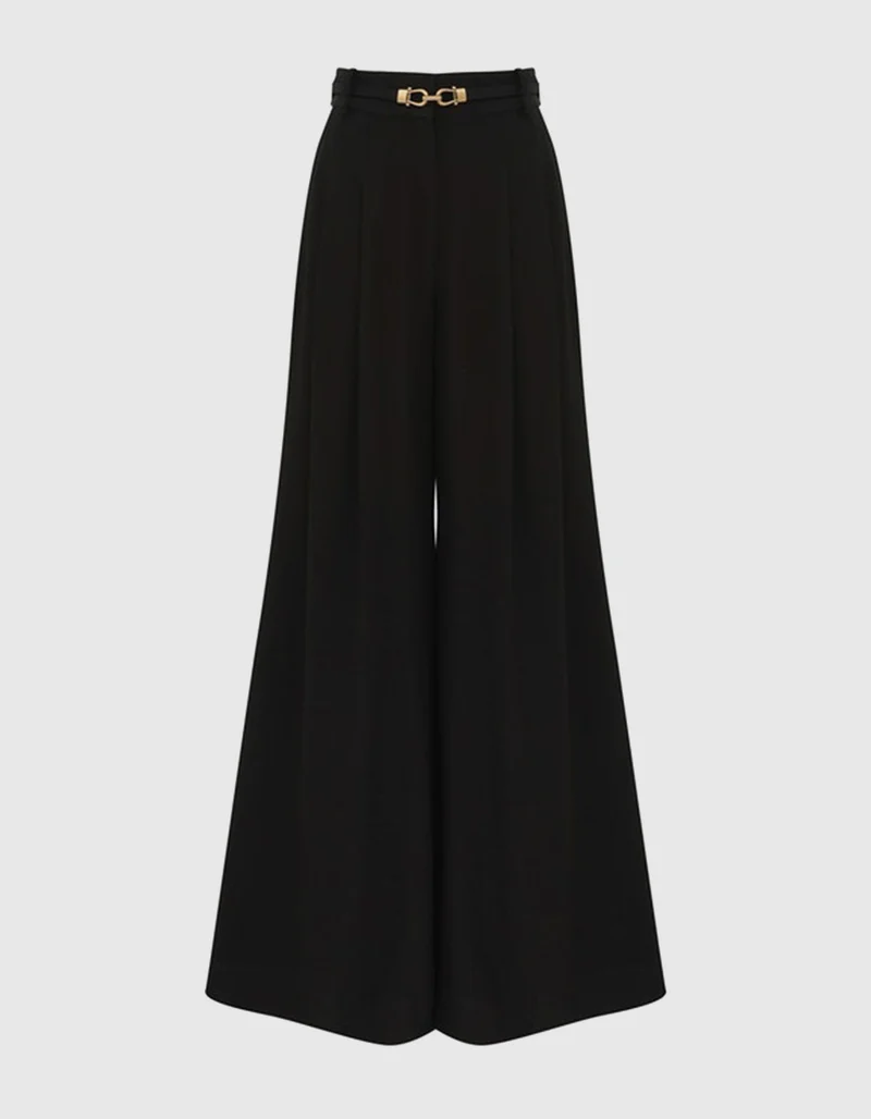 Wide-Leg Hose Belted