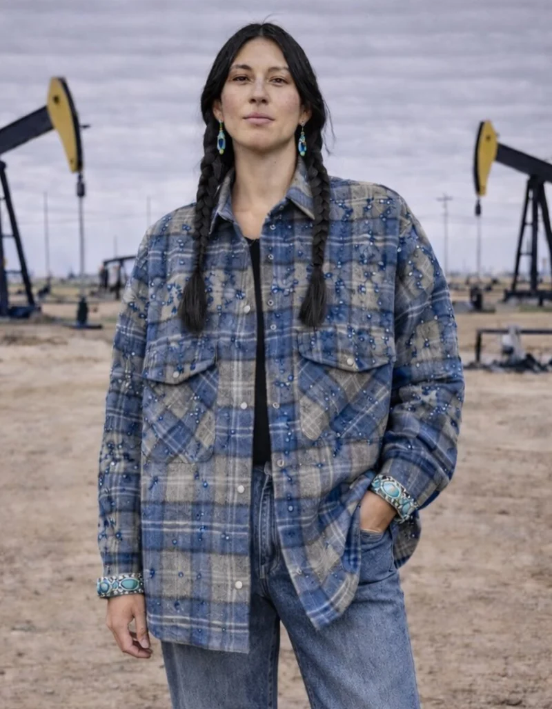 Oversize Flanell-Hemdjacke Flanella mit Stickereien