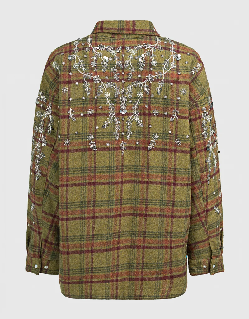 Oversize Flannel-Hemdjacke Flanella mit Stickereien