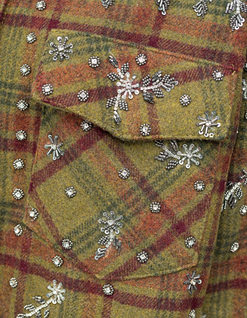 Oversize Flannel-Hemdjacke Flanella mit Stickereien