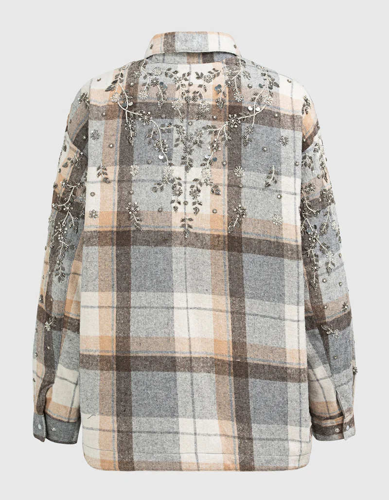 Oversize Flannel-Hemdjacke Flanella mit Stickereien