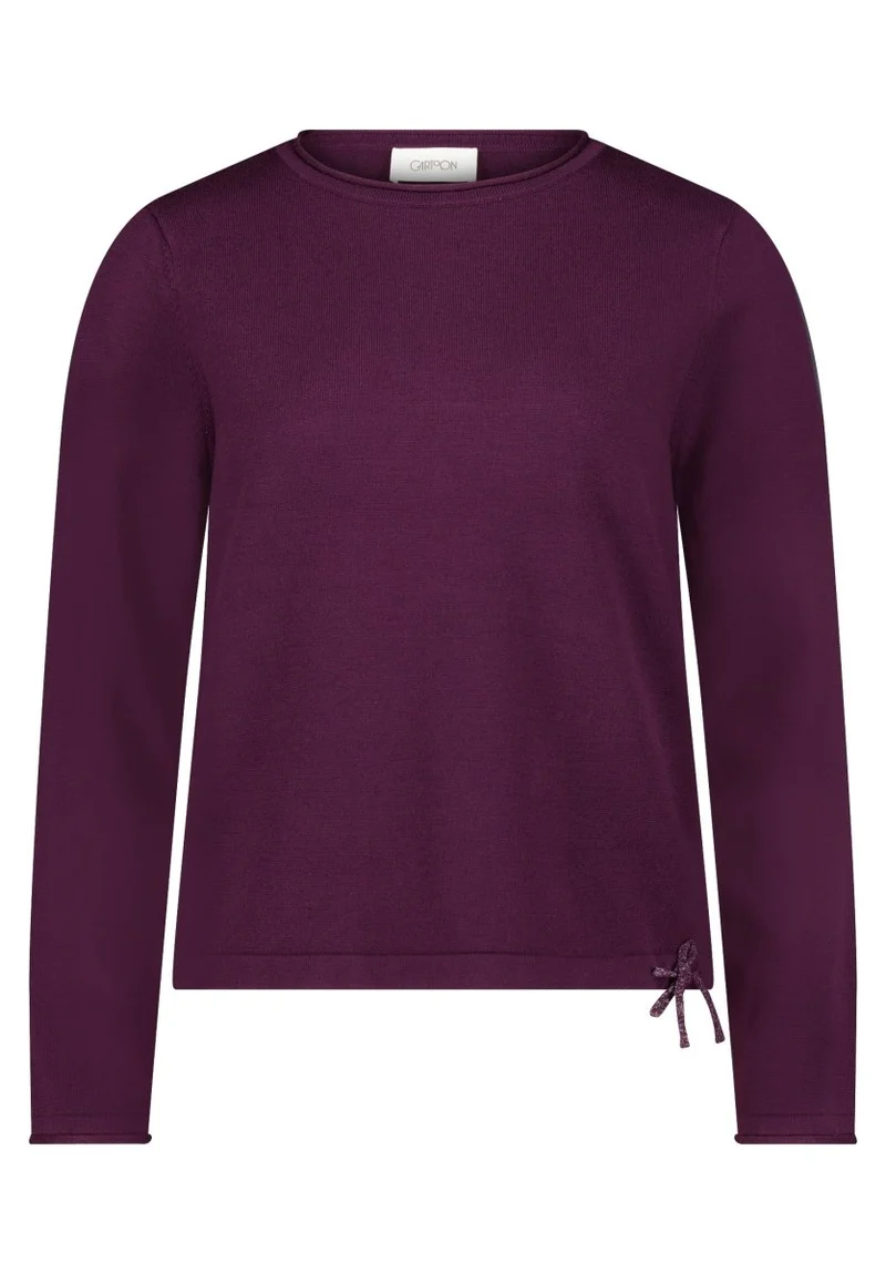 Cartoon Strickpullover Kurz 1/1 Arm Dunkle Dahlia