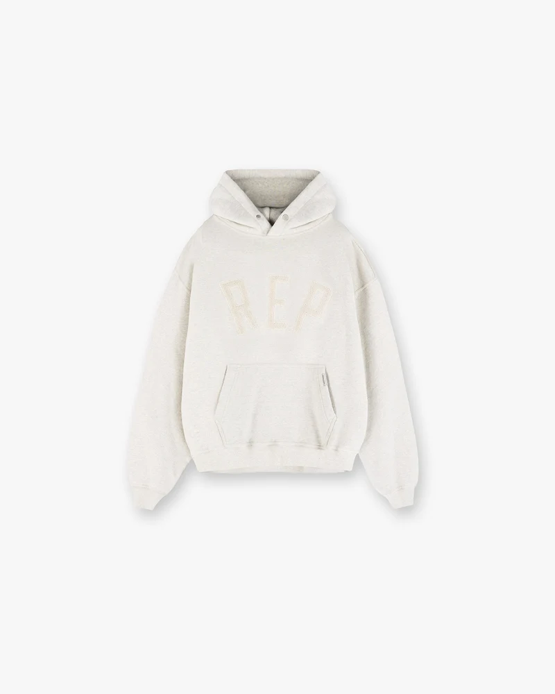 Rep Applique Hoodie - Cream Marl