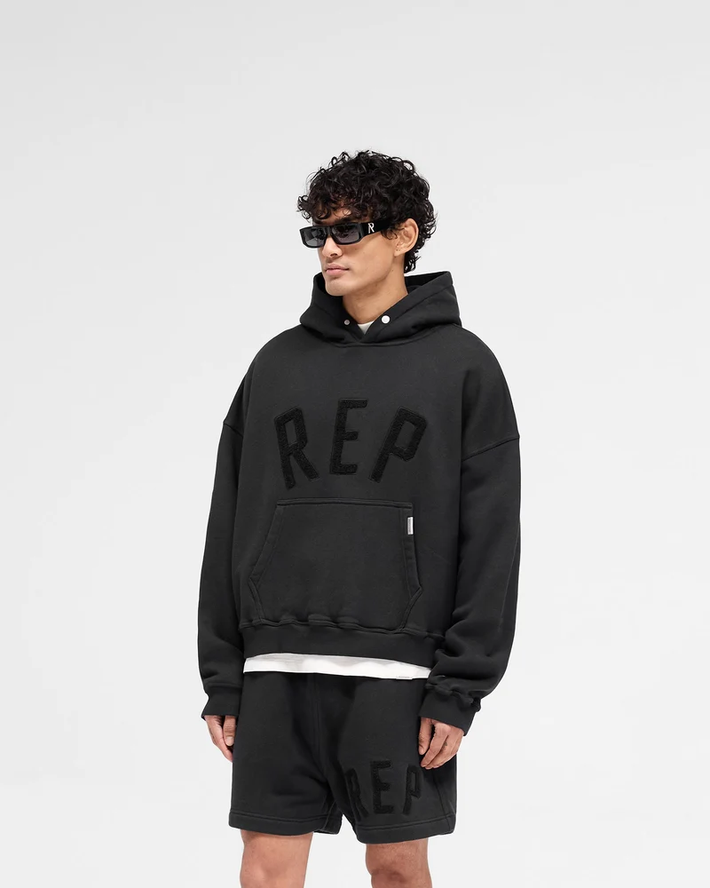 Rep Applique Hoodie - Off Black