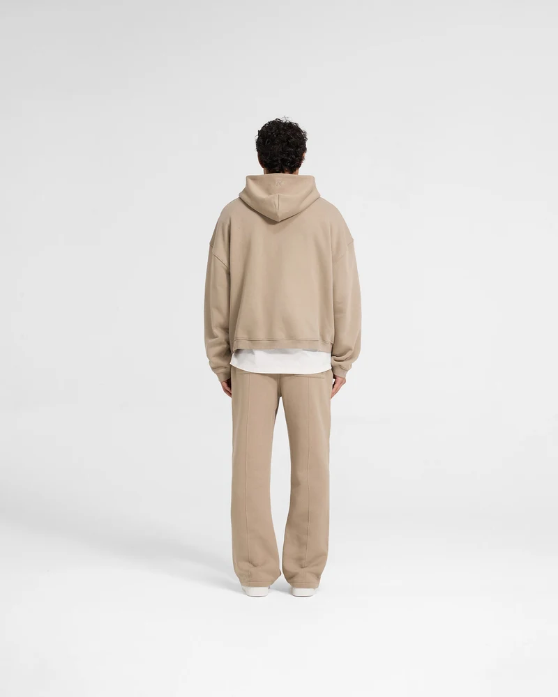 Initial Boxy Zip Through Hoodie - Dune