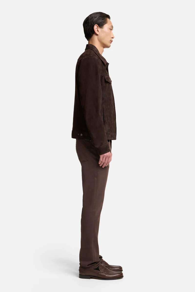 Suede Trucker Jacket In Coffee Bean
