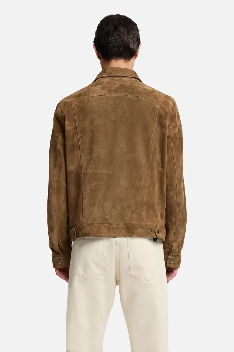 Suede Trucker Jacket In Chestnut