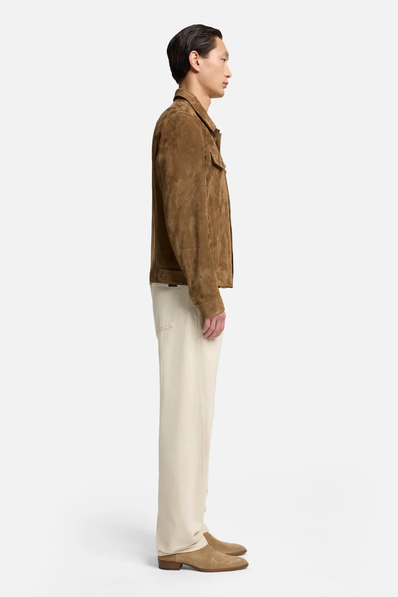 Suede Trucker Jacket In Chestnut