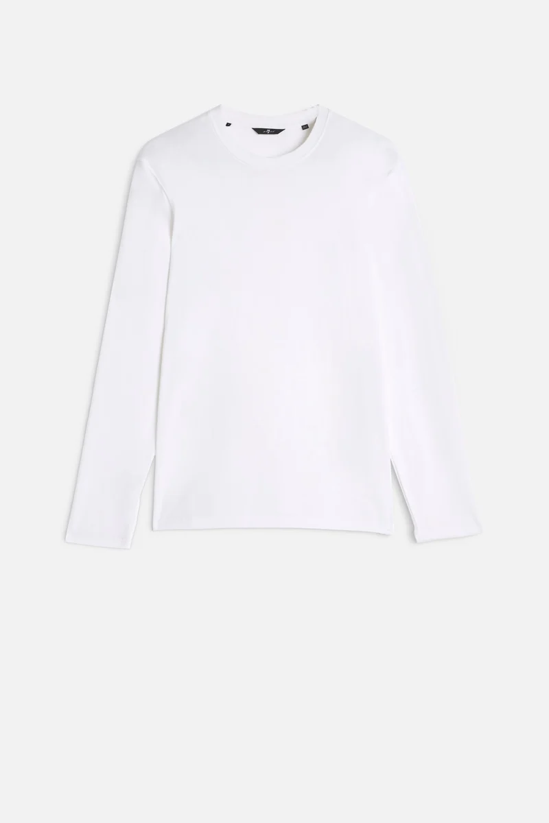 Lyocell Crewneck Long Sleeve Tee in White