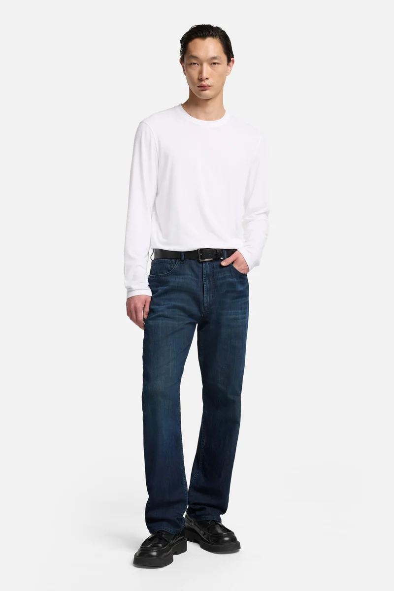 Lyocell Crewneck Long Sleeve Tee in White