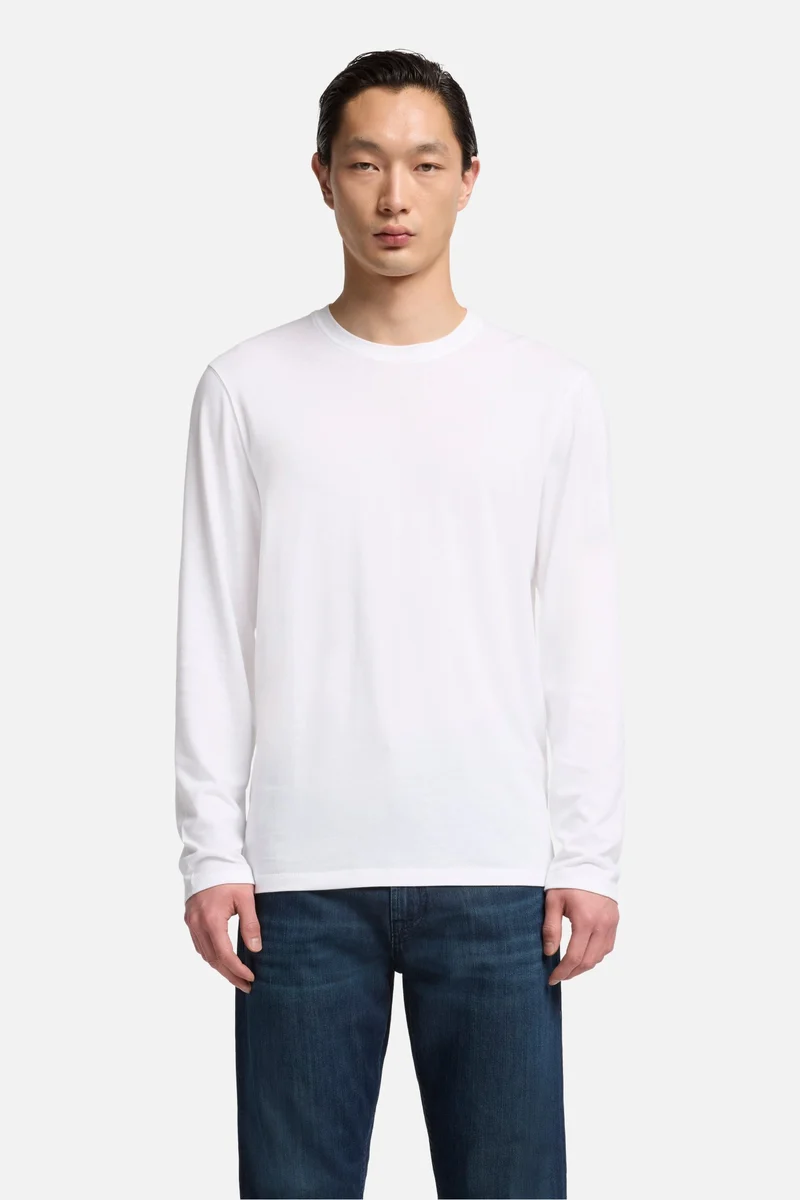 Lyocell Crewneck Long Sleeve Tee in White