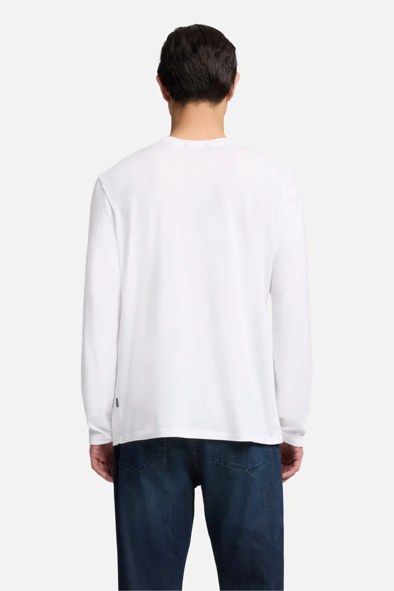 Lyocell Crewneck Long Sleeve Tee in White