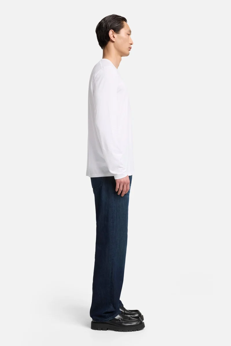 Lyocell Crewneck Long Sleeve Tee in White