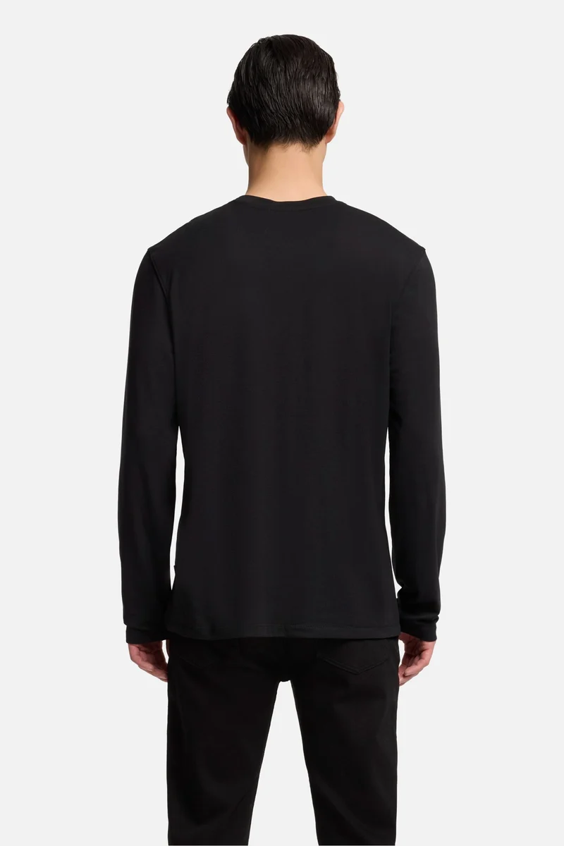 Lyocell Crewneck Long Sleeve Tee in Black