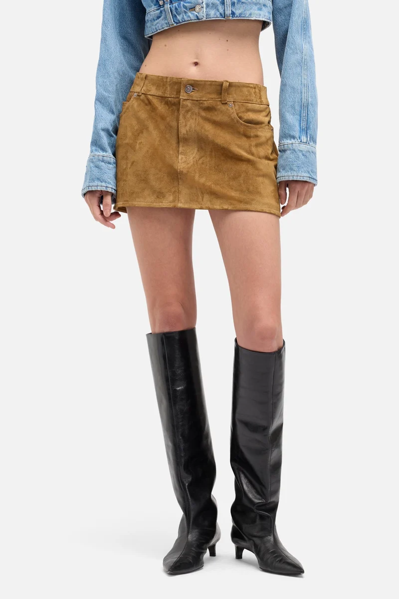 Suede Mini Skirt in Tobacco