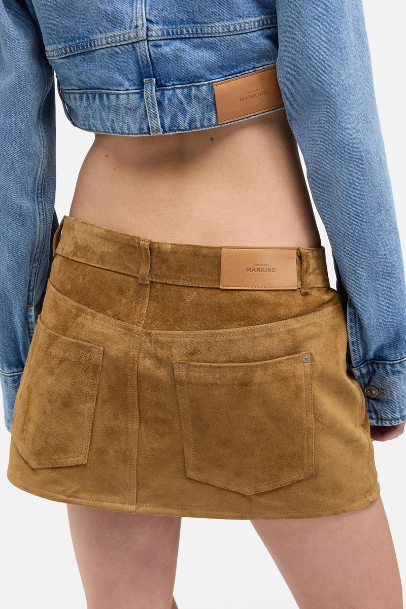 Suede Mini Skirt in Tobacco