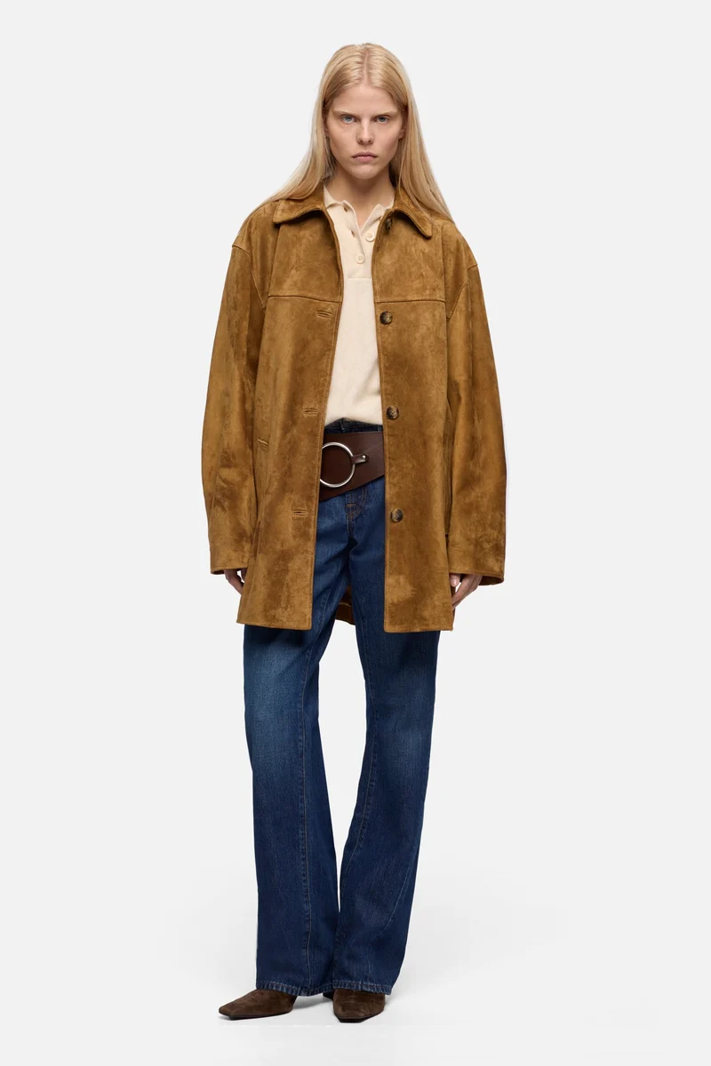 Long Jacket in Suede Tobacco