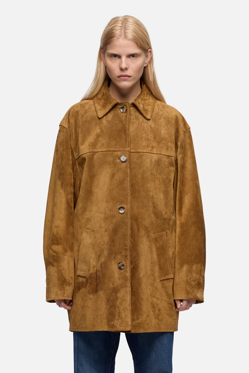 Long Jacket in Suede Tobacco