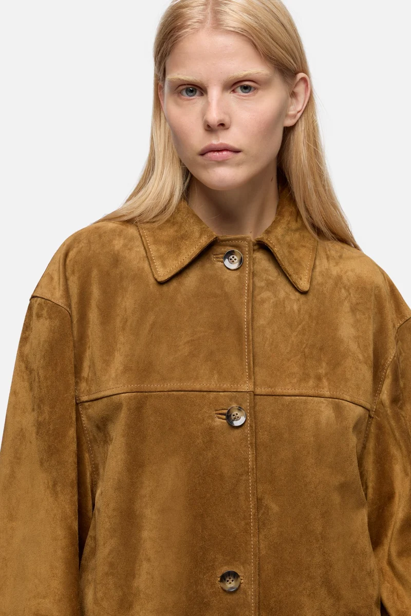 Long Jacket in Suede Tobacco
