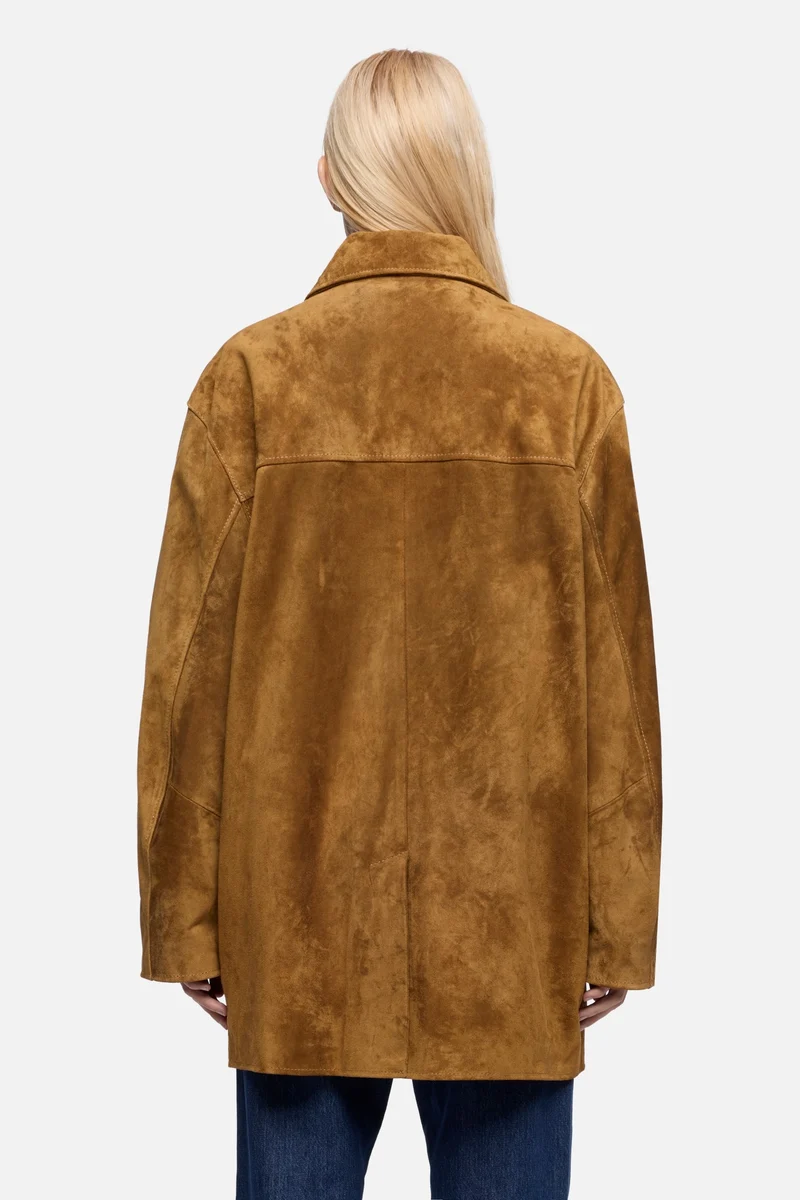 Long Jacket in Suede Tobacco