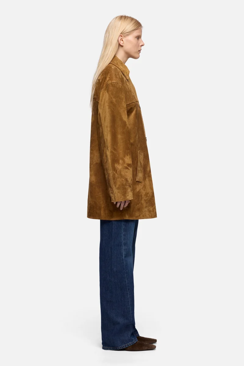 Long Jacket in Suede Tobacco