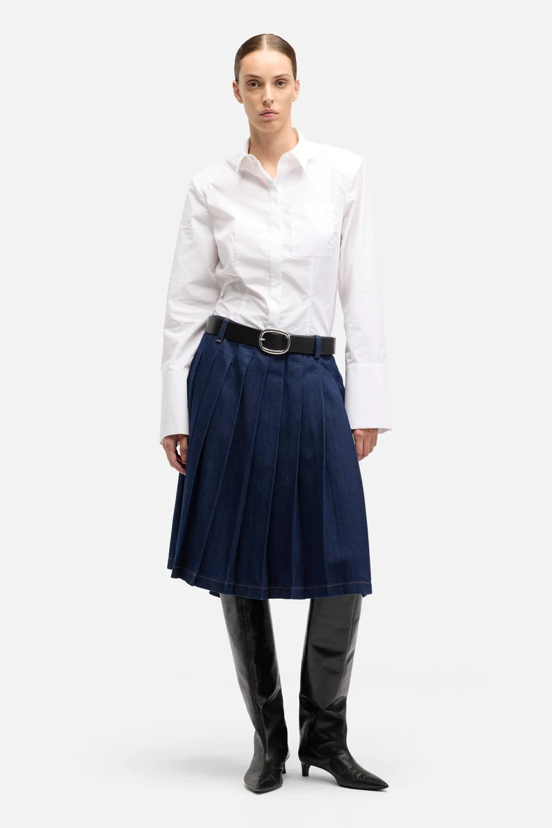 MANKIND Pleated Midi Skirt in Franklin