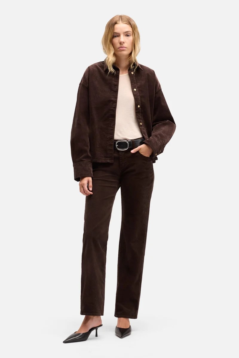 Corduroy Calie Straight in Coffee Bean