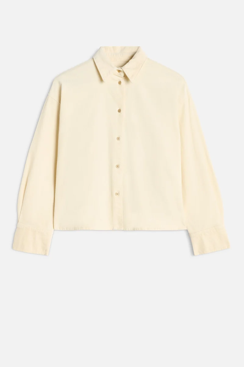 Corduroy Nina Cropped Shirt in Eggshell