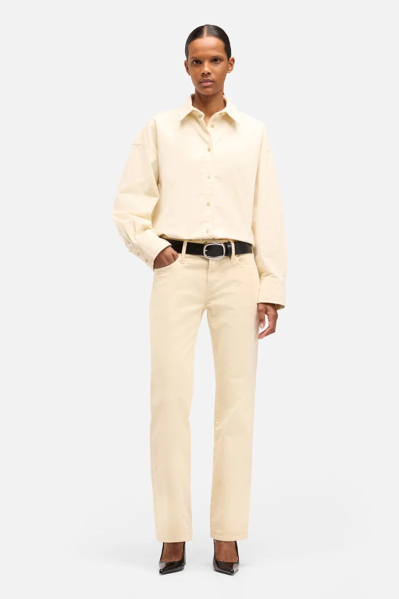 Corduroy Nina Cropped Shirt in Eggshell