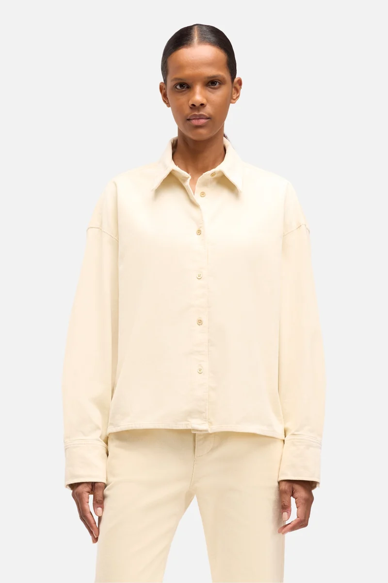 Corduroy Nina Cropped Shirt in Eggshell
