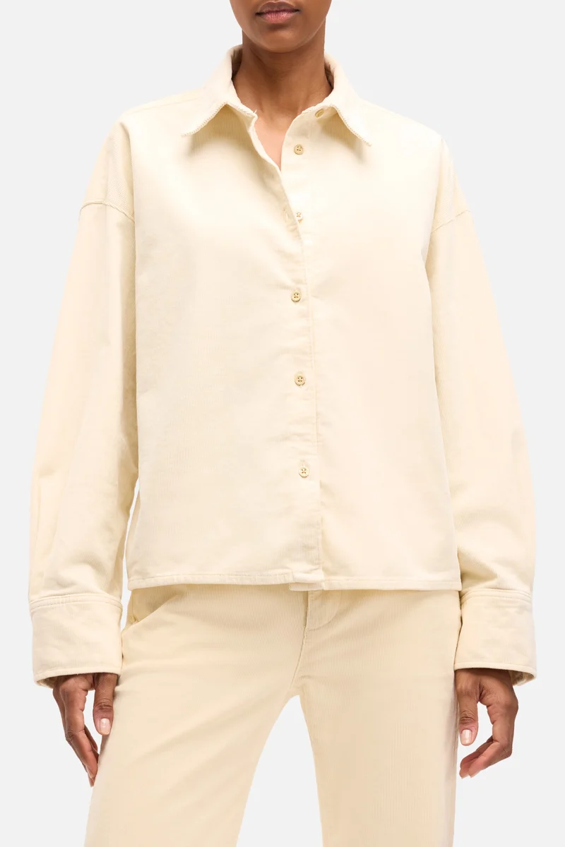 Corduroy Nina Cropped Shirt in Eggshell