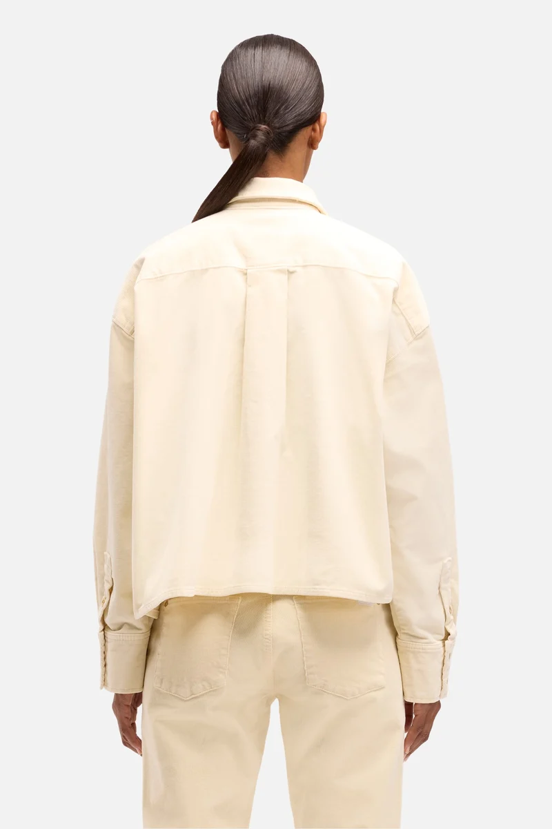 Corduroy Nina Cropped Shirt in Eggshell
