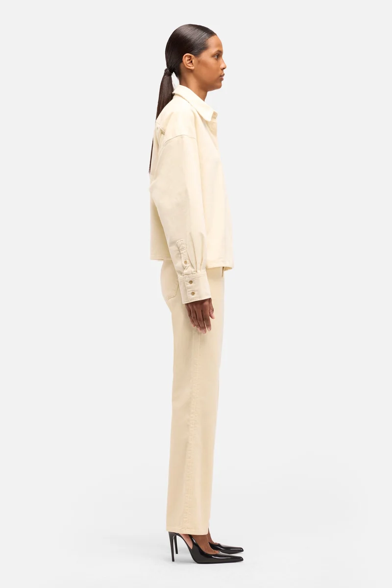 Corduroy Nina Cropped Shirt in Eggshell