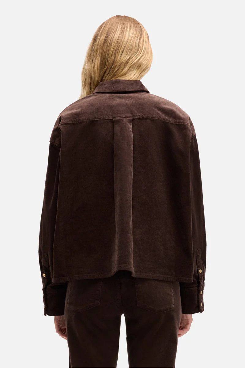Corduroy Nina Cropped Shirt in Coffee Bean