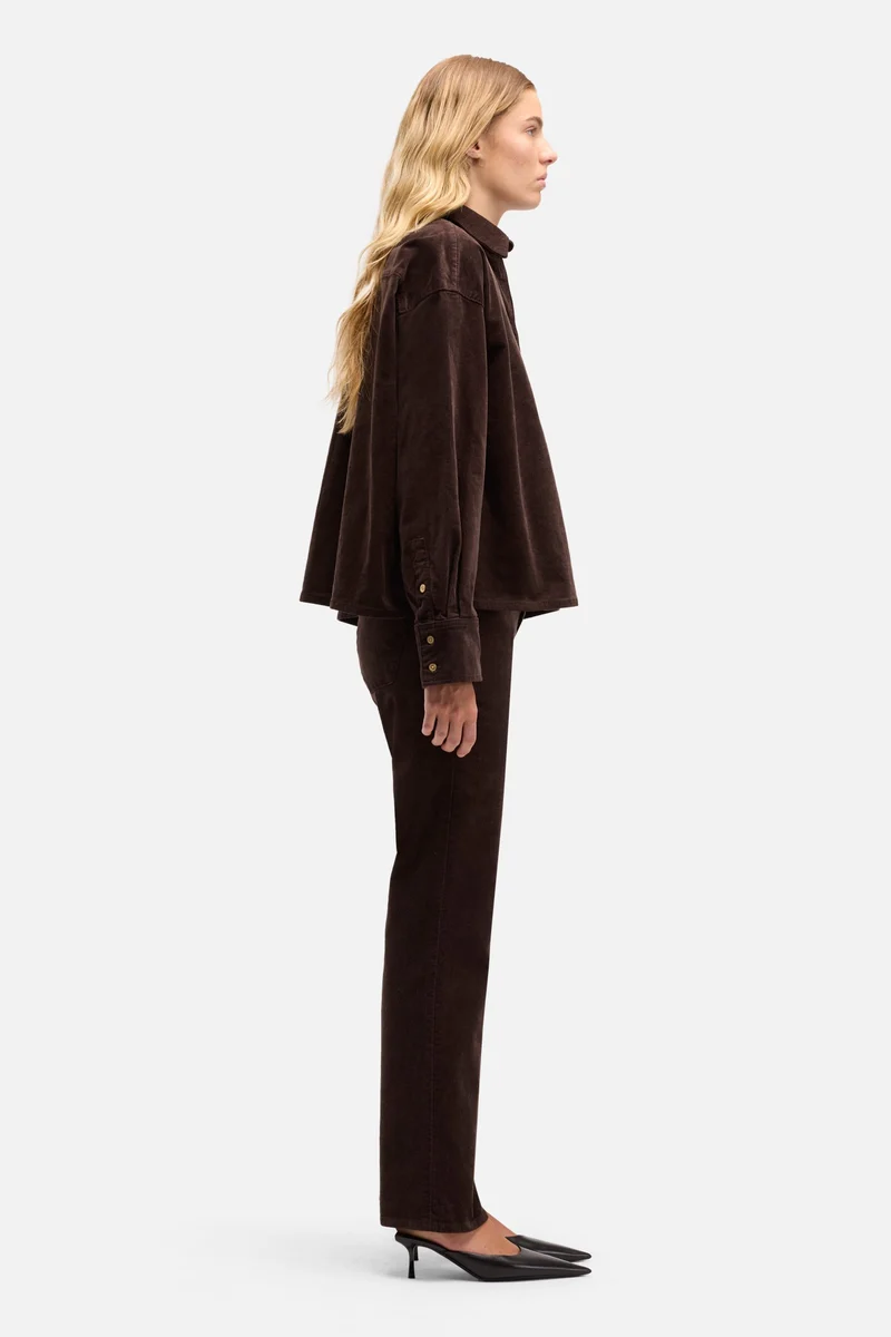 Corduroy Nina Cropped Shirt in Coffee Bean