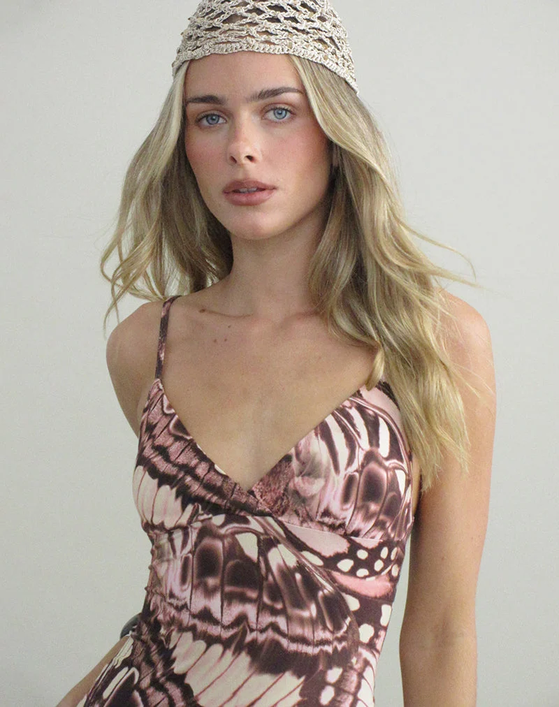 Kalon-Mini-Kleid mit Trägern in „Enchanted Brown“