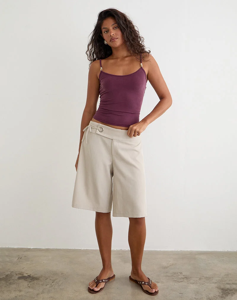 Tora Longline-Shorts mit Bindeband in der Farbe „Tailoring Stone“