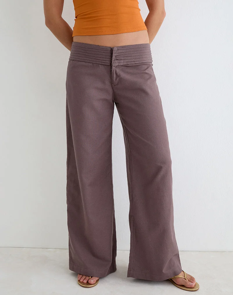 Hose „Sadasi“ aus Leinen in Deep Taupe