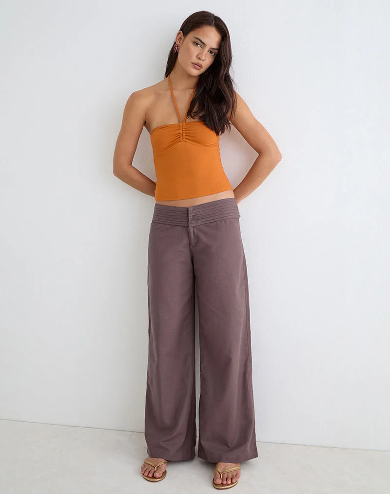 Hose „Sadasi“ aus Leinen in Deep Taupe