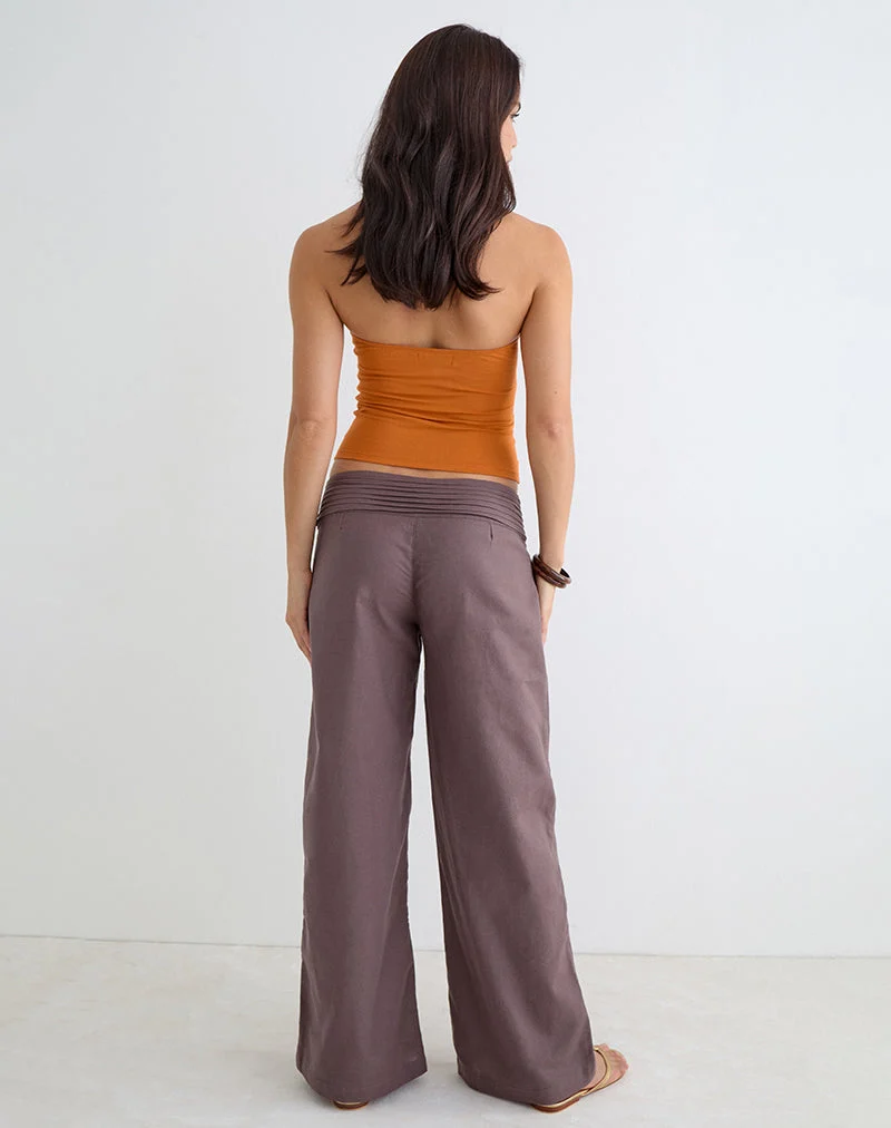 Hose „Sadasi“ aus Leinen in Deep Taupe