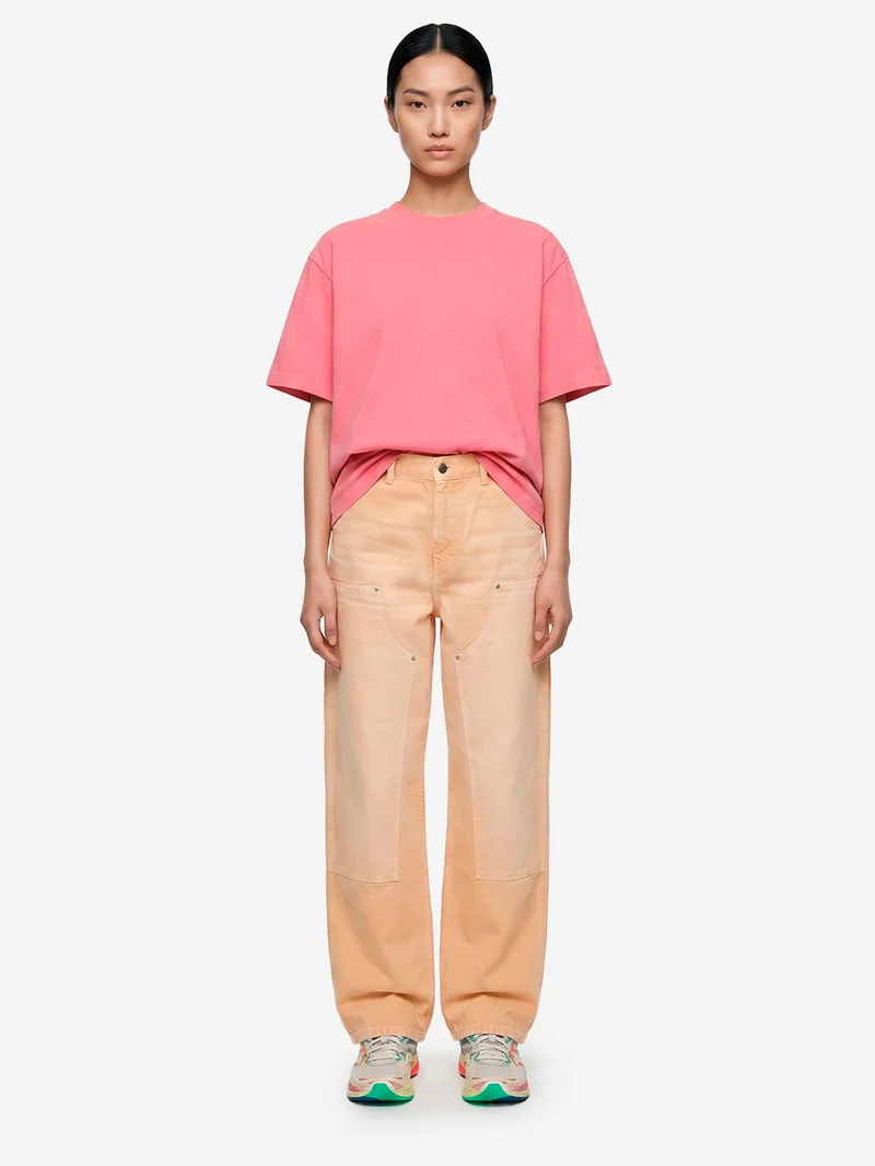 W Pantaloni Brandon 'Double Knee' marroni con trattamento distressed e vernice