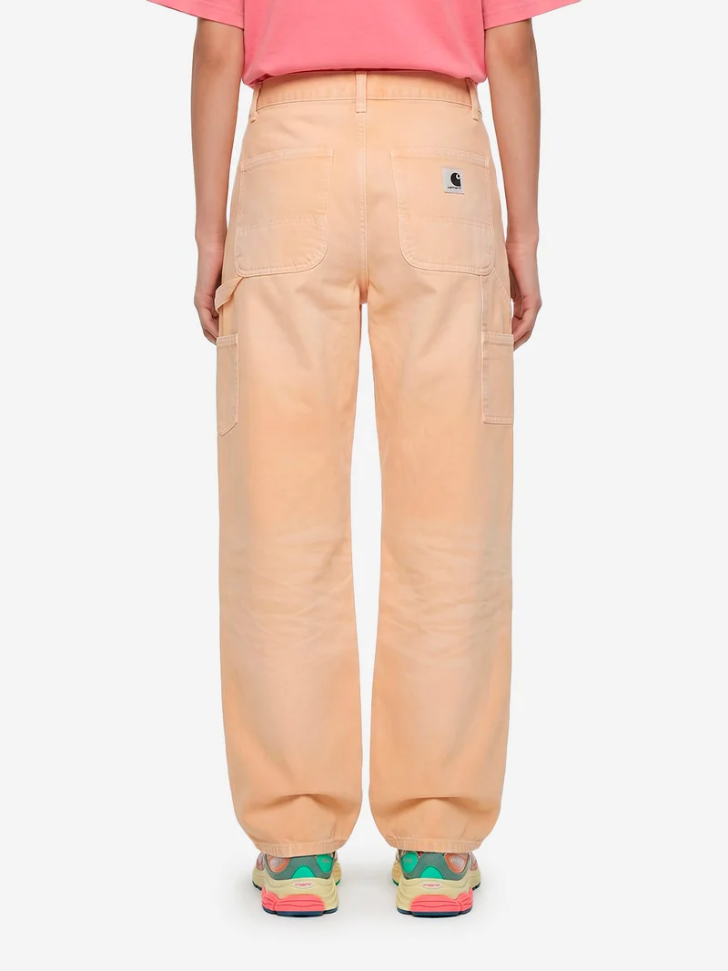 W Pantaloni Brandon 'Double Knee' marroni con trattamento distressed e vernice
