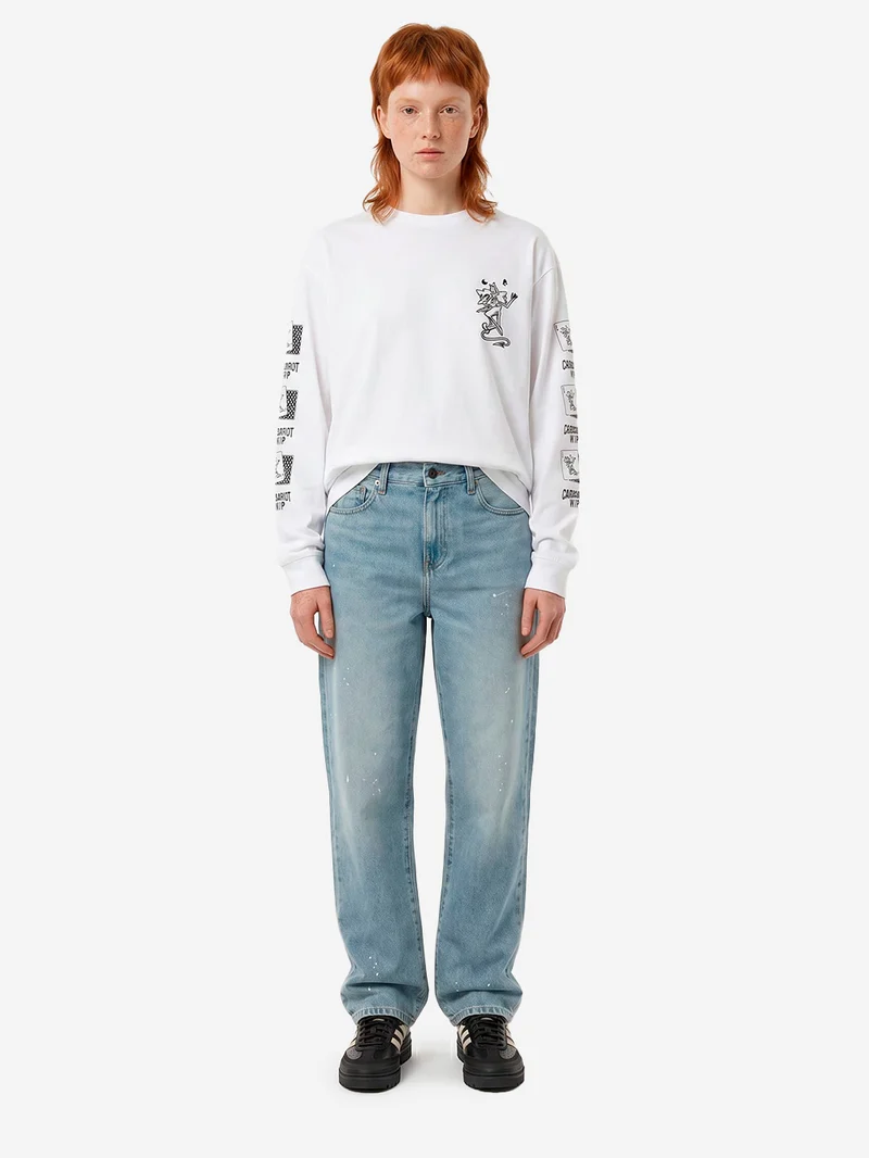 W Pantaloni 'Arin' in denim blu con trattamento distressed e vernice