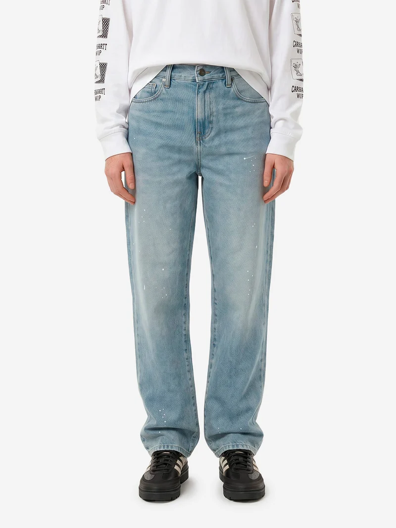 W Pantaloni 'Arin' in denim blu con trattamento distressed e vernice