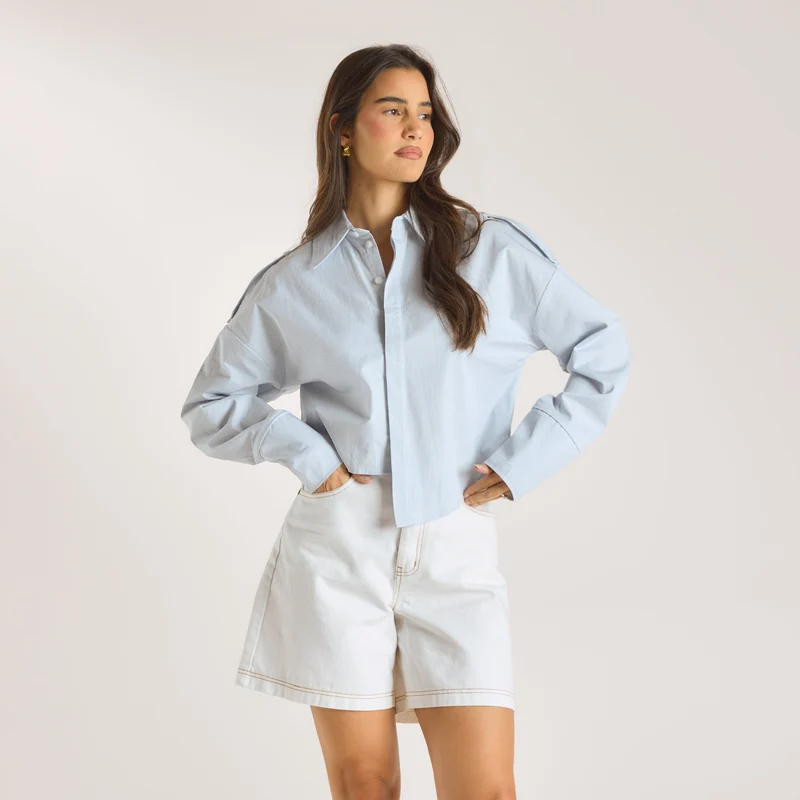 Asymmetrisches Hemd - Blau Stripe